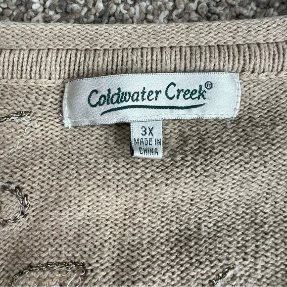 Coldwater Creek Cream Embroidered Bird Floral Top Button Cardigan Sweater, 3X - Picture 2 of 11